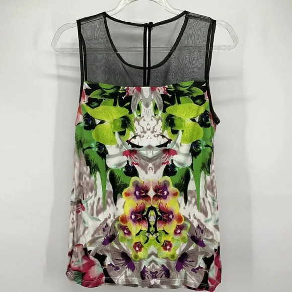 Prabal Gurung For Target XS Floral Tulle Lace Sleeveless Sheer Top Tropical - Picture 2 of 6